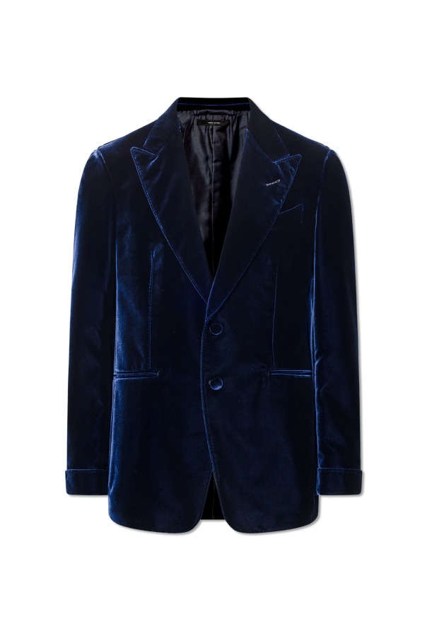 Navy blue 2024 velvet blazer men